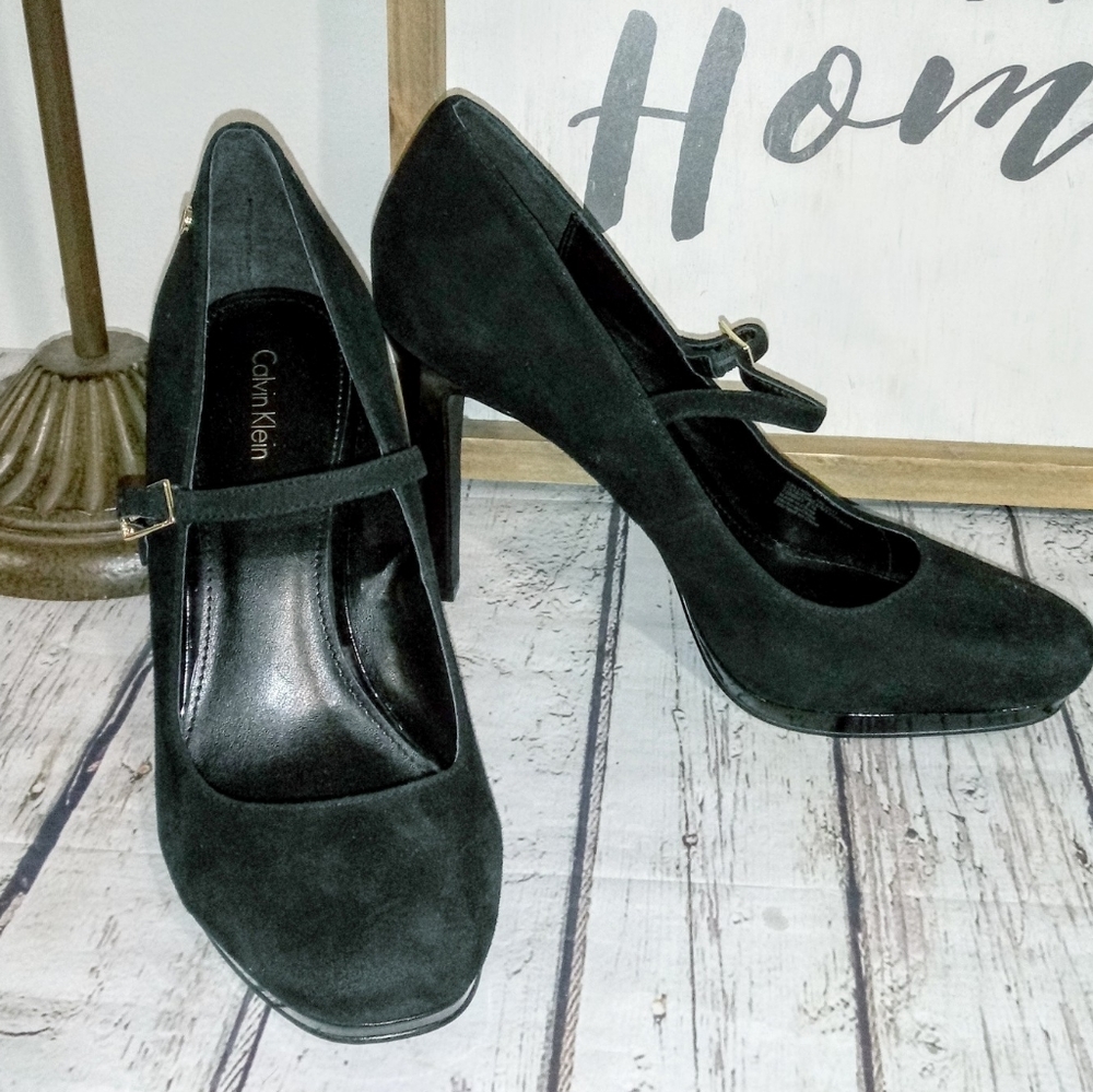 Calvin Klein Black Suede Stiletto Dress Pumps - Picture 4 of 13